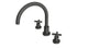 Flatiron Two Handle Deck Mount Gooseneck Bath Trim with Linear Cross Handles in Blackened Nickel