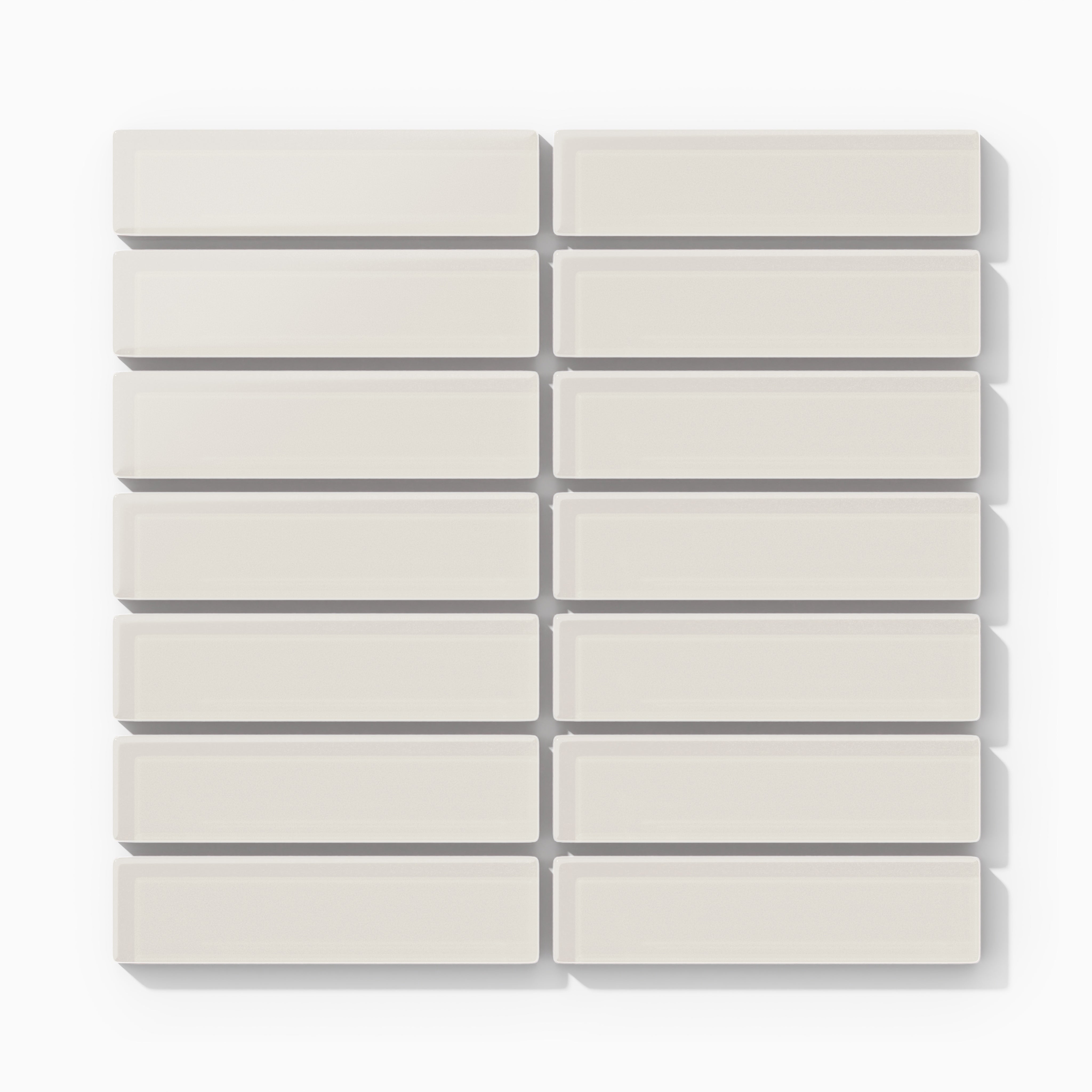 1x4 Straight Set Sheeted Glass Mosaic Tile in Dove Matte