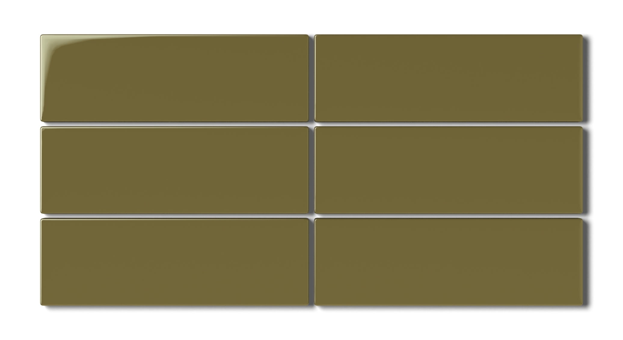 2x6 Natural Press Ceramic Tile in Sap Green Gloss