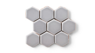 3" Hexagon Sheeted Original Ceramic Mosaic Tile in Dust Storm Gloss