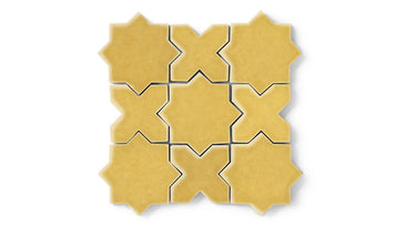 Mini Star & Cross Original Ceramic Tile in Haystack Gloss