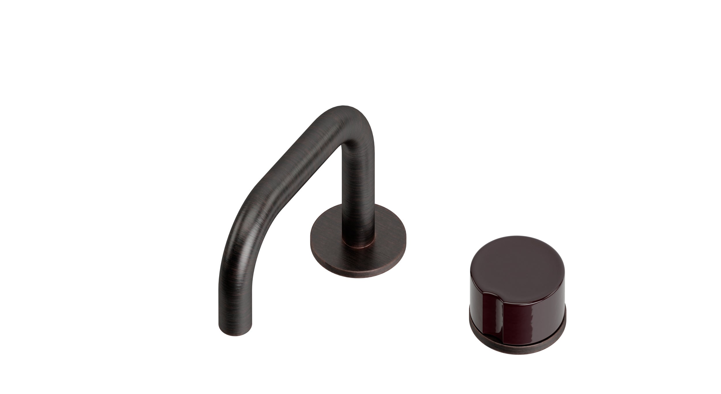 Foundry One Handle Deck Mount Squaretop Lavatory Faucet with Groove Ceramic Knob Handle in Antique Bronze