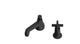 Emerson One Handle Deck Mount Low Hexagon Lavatory Faucet with Classic Cross Handle in Matte Black