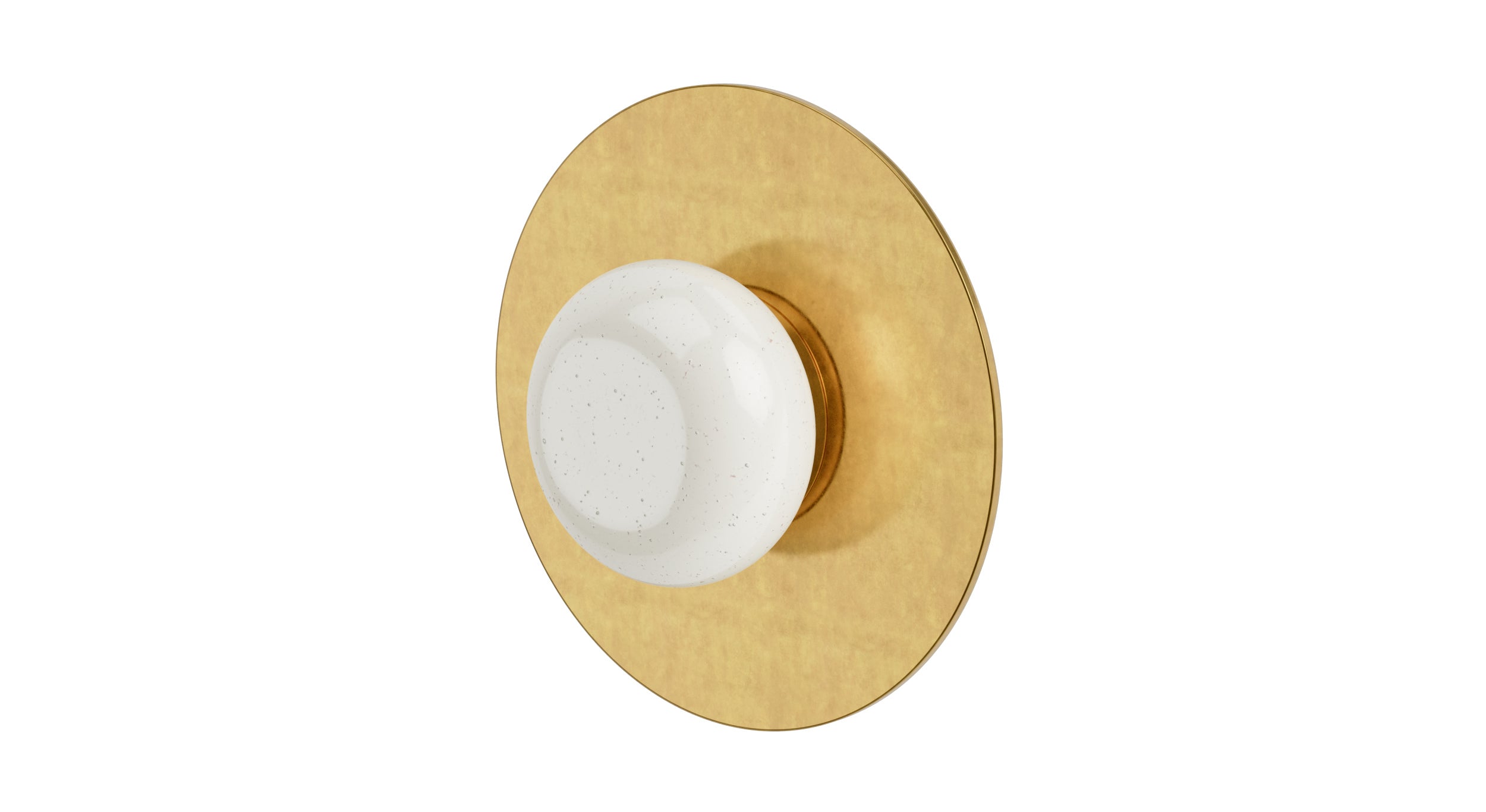 Foundry One Handle Wall Mount Shower Trim with Pebble Ceramic Knob Handle in French Brass