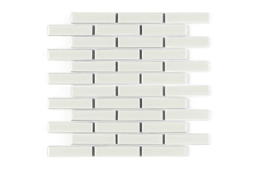 1x4 Half Offset Sheeted Original Ceramic Mosaic Tile in Limewash Matte
