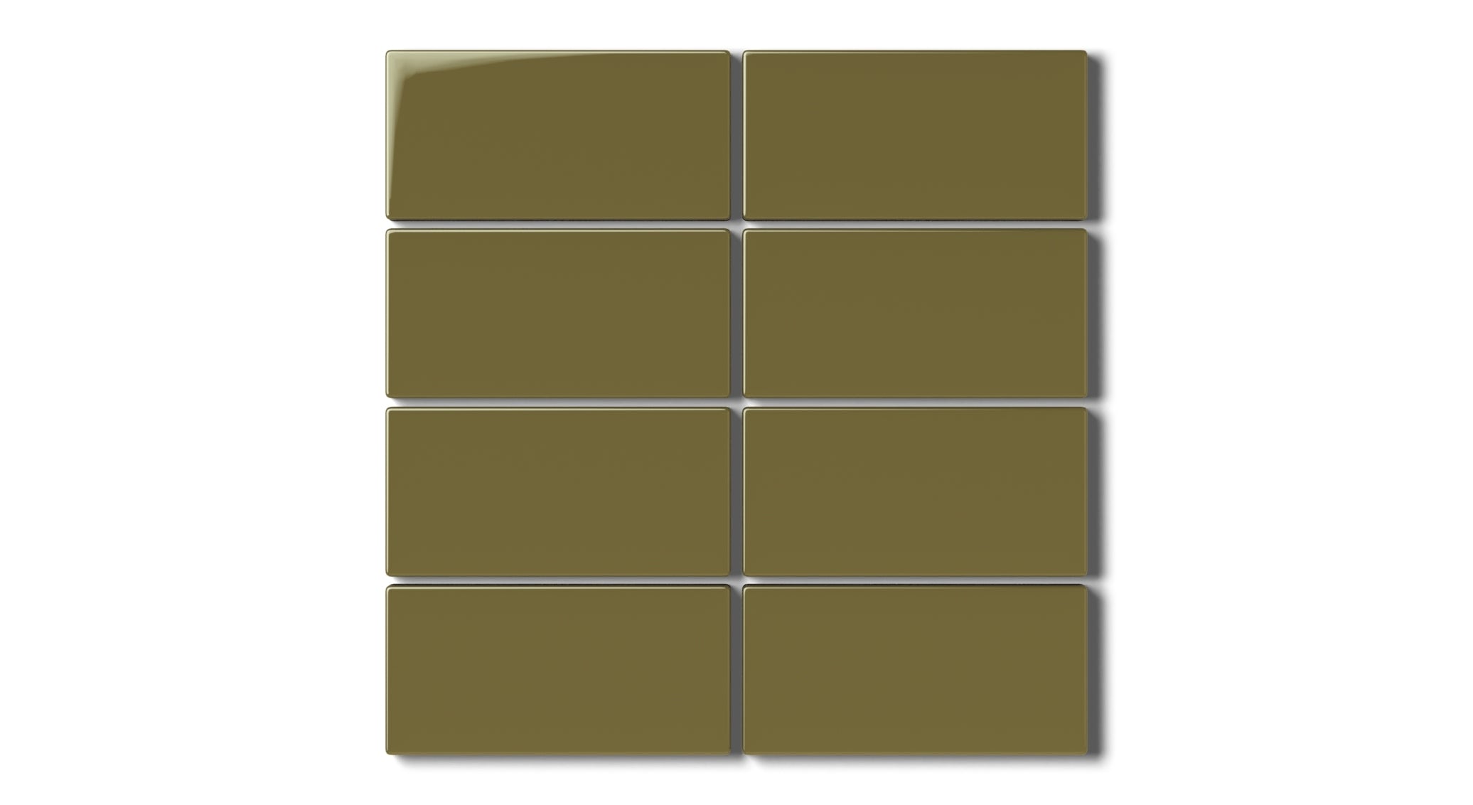 2x4 Straight Set Sheeted Natural Press Ceramic Mosaic Tile in Sap Green Gloss