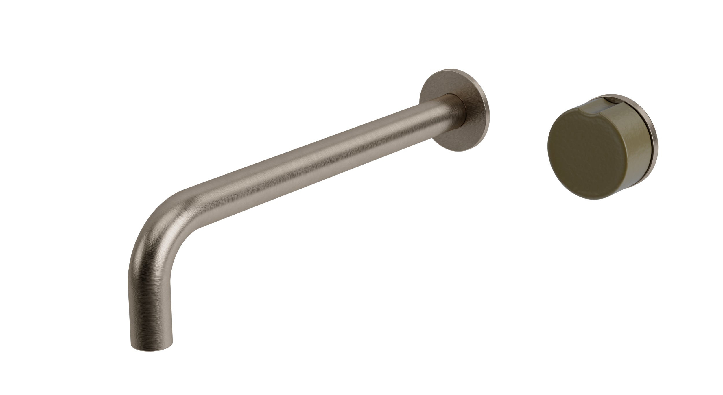 Foundry One Handle Wall Mount 10" Lavatory Faucet with Groove Ceramic Knob Handle in Antique Nickel