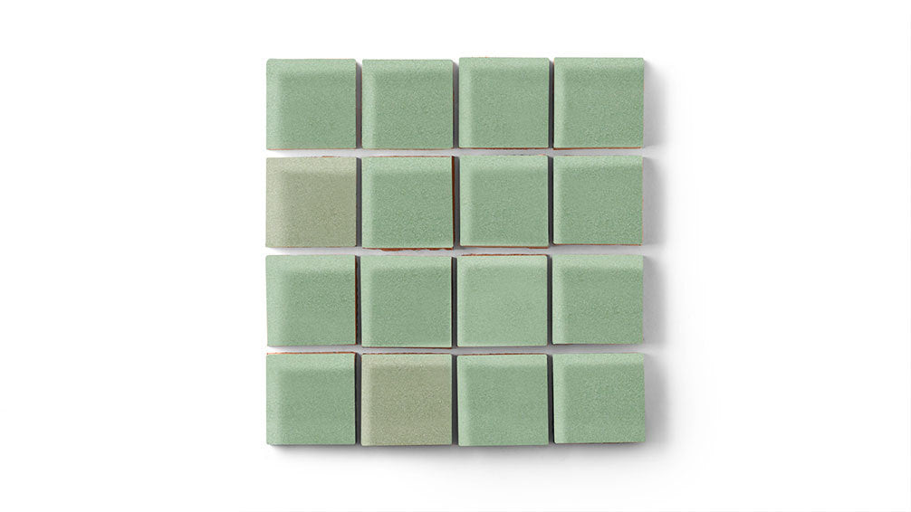 2x2 Straight Set Sheeted Original Ceramic Mosaic Tile in Sea Green Matte