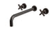 Flatiron Two Handle Wall Mount 12" Lavatory Faucet with Linear Cross Handles in Antique Bronze