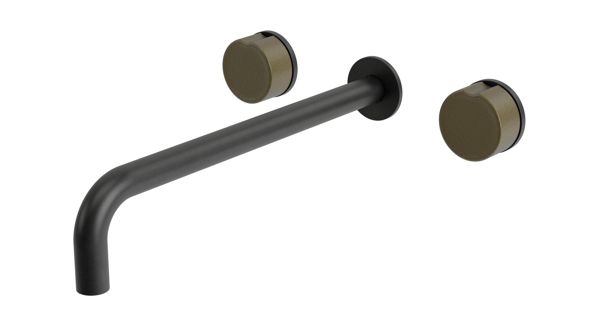 Foundry Two Handle Wall Mount 12" Lavatory Faucet with Groove Ceramic Knob Handles in Oil Rubbed Bronze