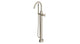 Contour One Handle Floor Mount Gooseneck Bath Trim with Hand Shower and Soft Cross Handle in Satin Nickel