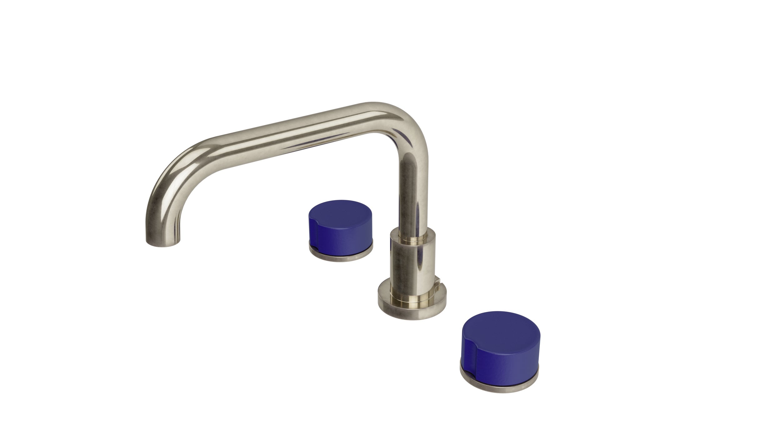 Foundry Two Handle Deck Mount Squaretop Bath Trim with Groove Ceramic Knob Handles in French Nickel