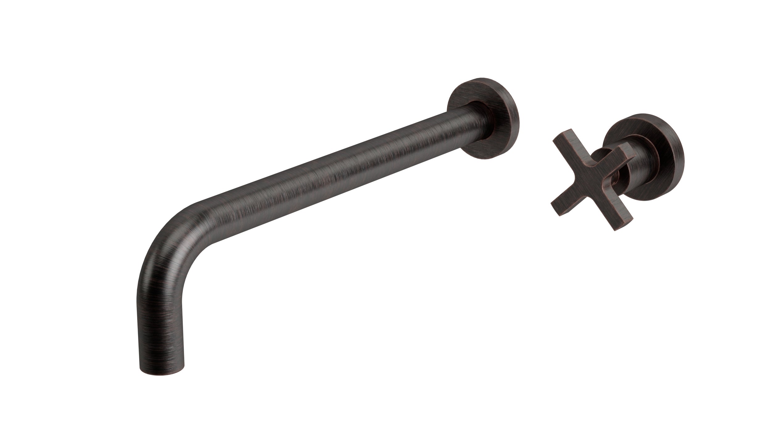 Flatiron One Handle Wall Mount 12" Lavatory Faucet with Linear Cross Handle in Antique Bronze