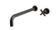 Flatiron One Handle Wall Mount 12" Lavatory Faucet with Linear Cross Handle in Antique Bronze