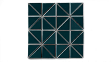3" Triangle Sheeted - Quadrant Original Ceramic Mosaic Tile in Caspian Sea Gloss