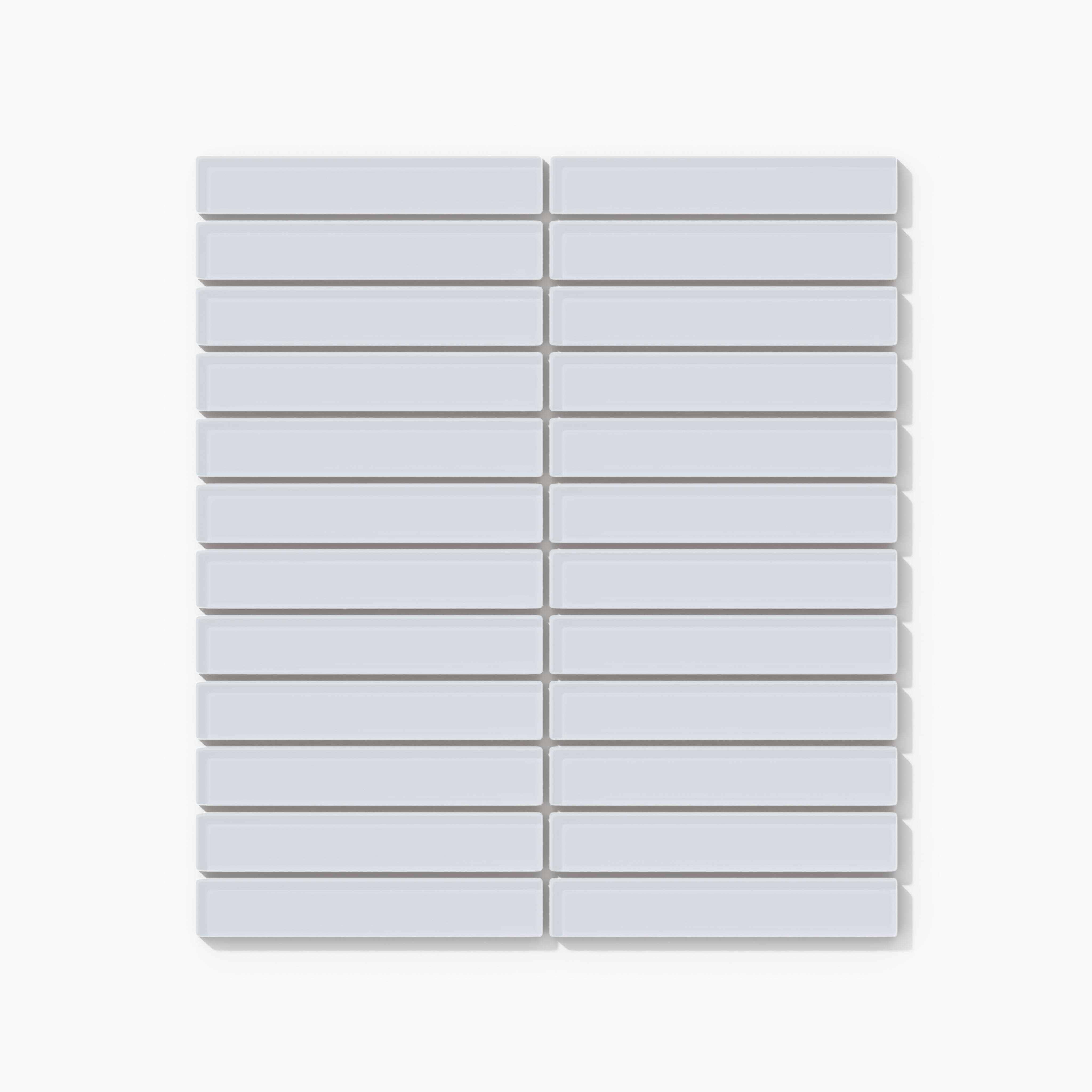 1x6 Straight Set Sheeted Glass Mosaic Tile in Snowy Owl Gloss