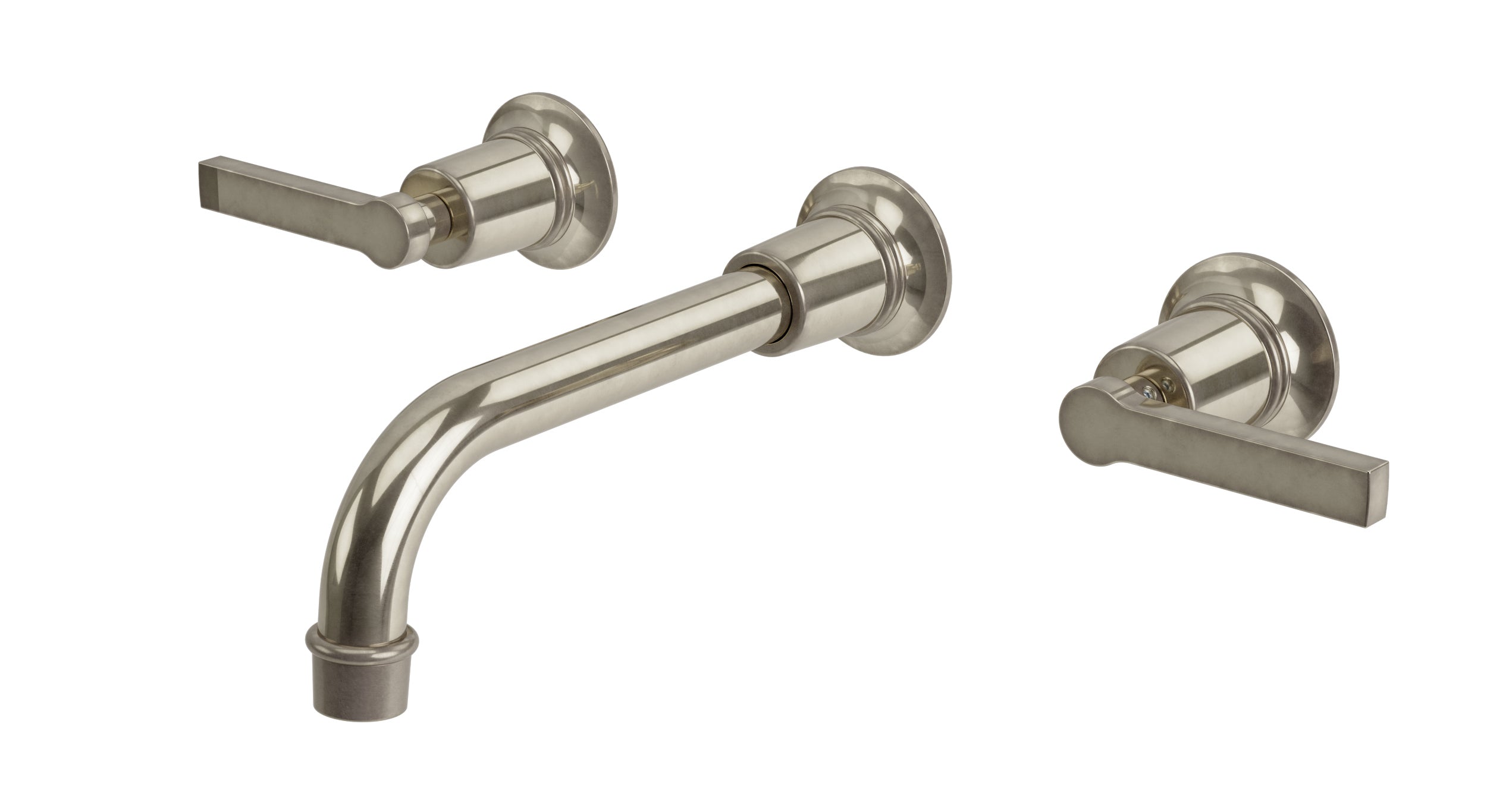 Emerson Two Handle Wall Mount 8.25" Lavatory Faucet with Classic Lever Handles in French Nickel