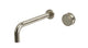 Foundry One Handle Wall Mount 10" Lavatory Faucet with Barrel Knob Handle in French Nickel