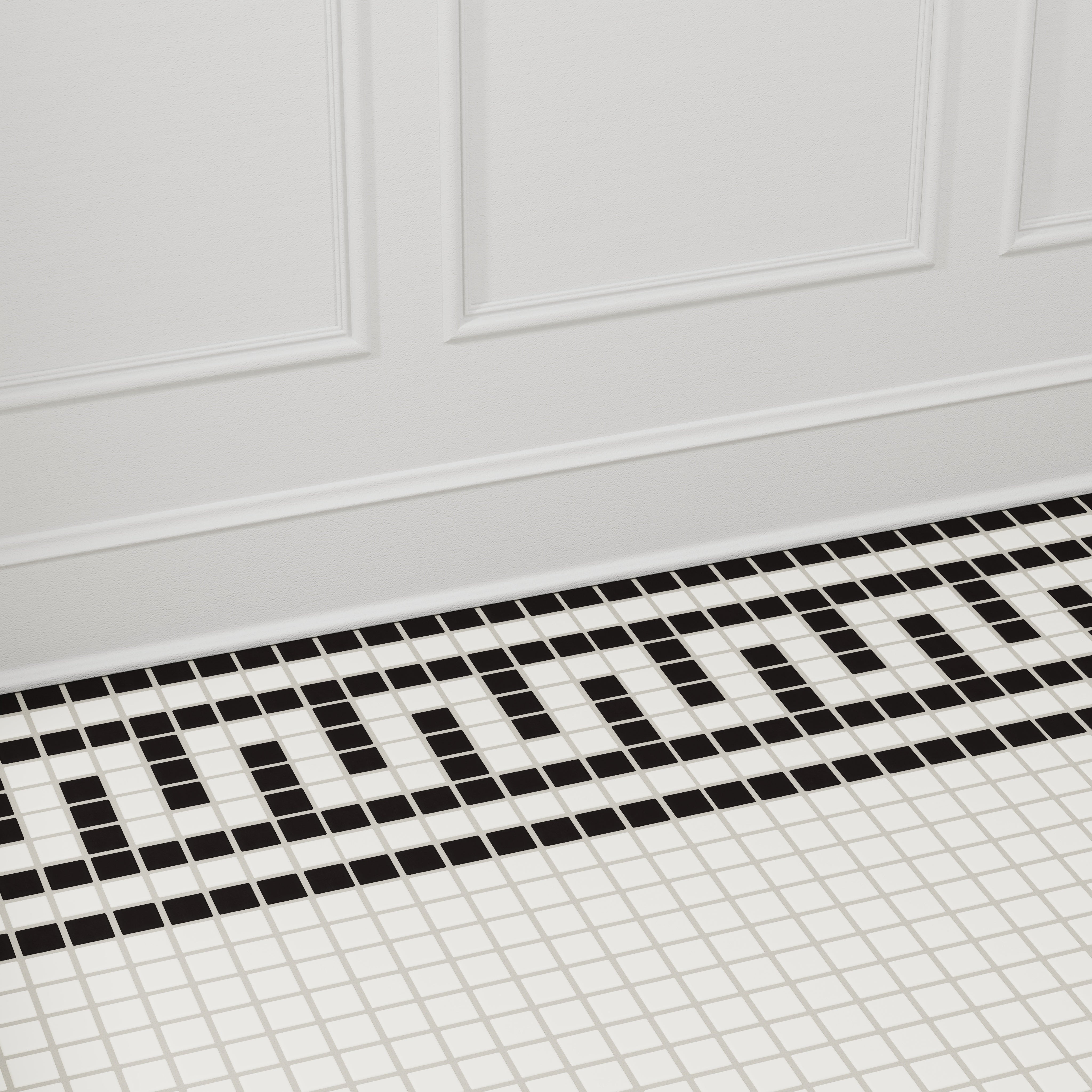 1x1 Labyrinth Border Sheeted Original Ceramic Tile in Nocturne Matte