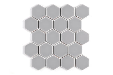 3" Hexagon Sheeted Original Ceramic Mosaic Tile in Thistle Gloss