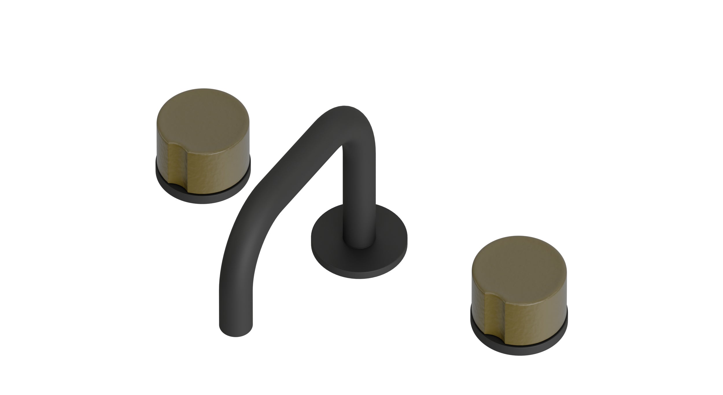 Foundry Two Handle Deck Mount Squaretop Lavatory Faucet with Groove Ceramic Knob Handles in Matte Black