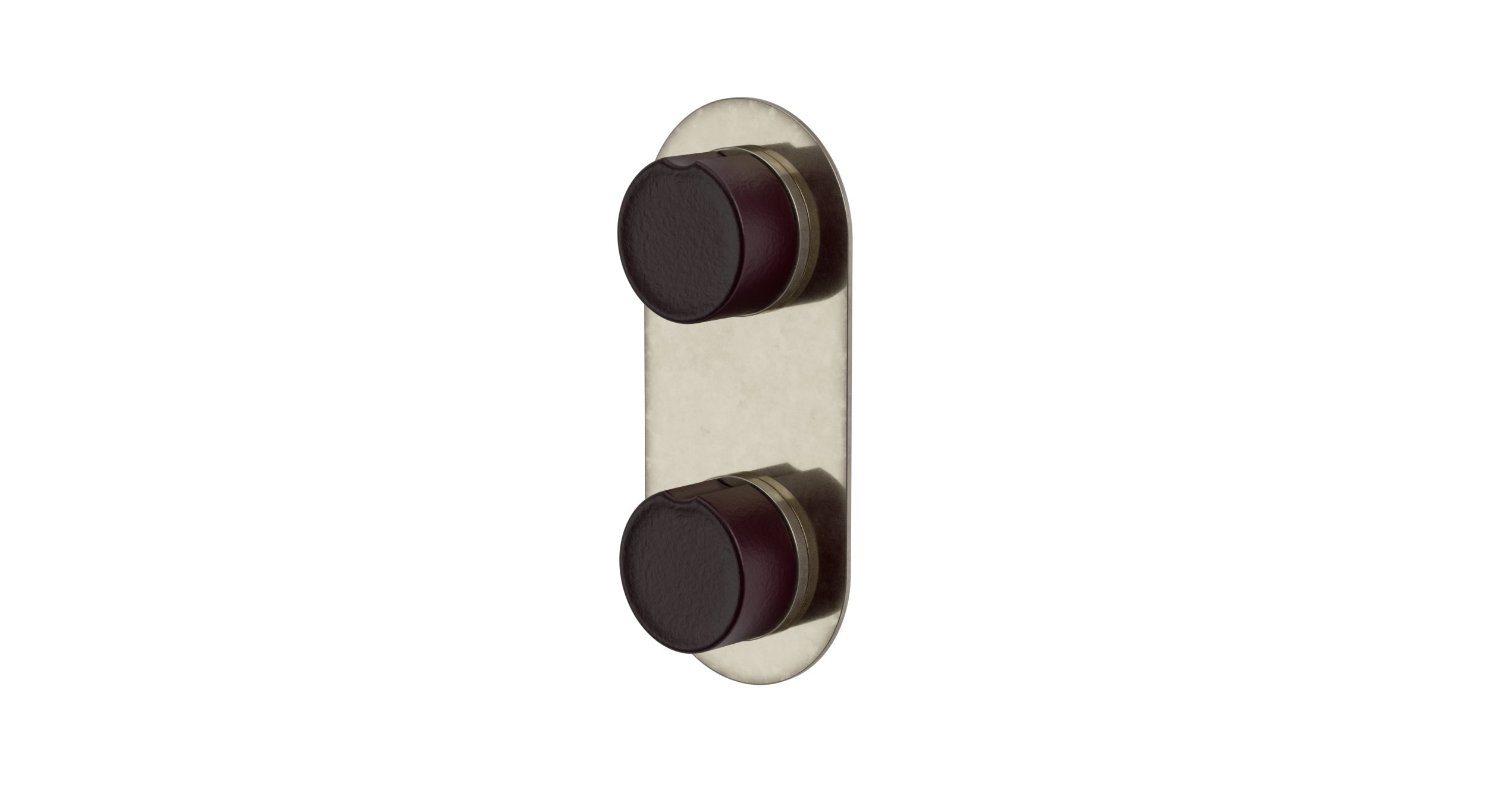 Foundry Two Handle Wall Mount Shower Trim with Groove Ceramic Knob Handles in French Nickel