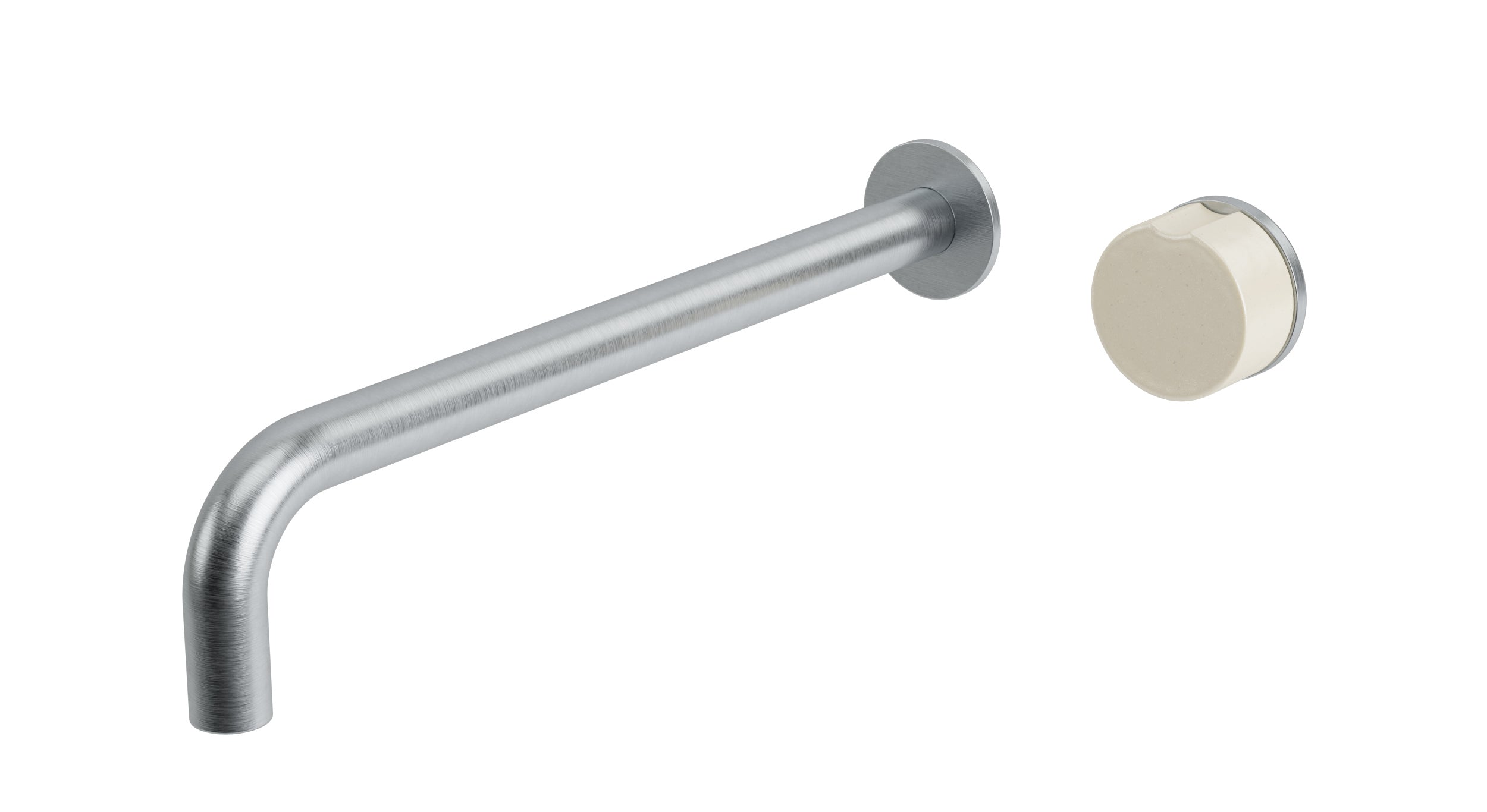 Foundry One Handle Wall Mount 12" Lavatory Faucet with Groove Ceramic Knob Handle in Satin Chrome
