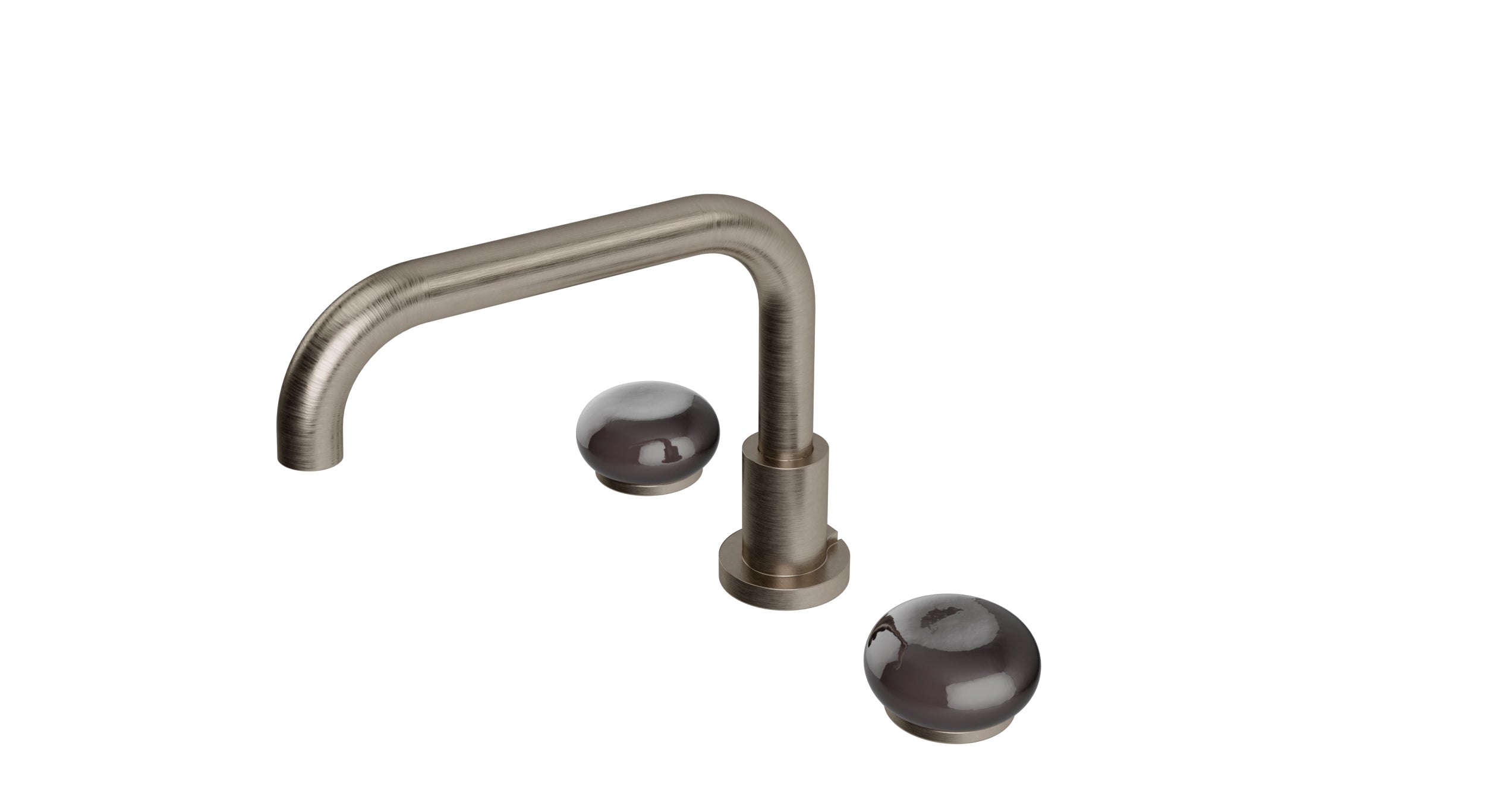 Foundry Two Handle Deck Mount Squaretop Bath Trim with Pebble Ceramic Knob Handles in Antique Nickel