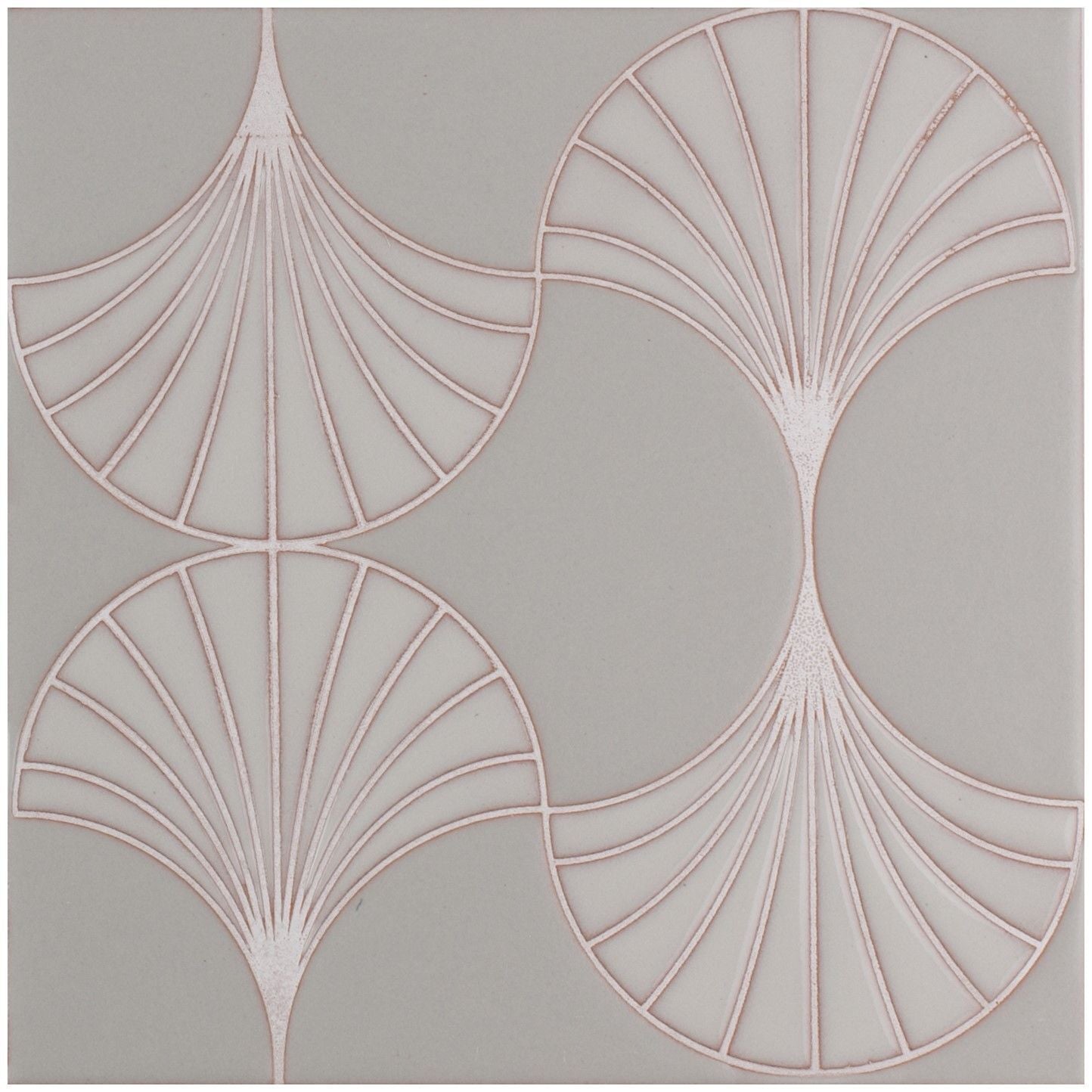 8x8 Handpainted Tile Sensu in Neutral Motif