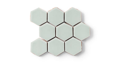 3" Hexagon Sheeted Original Ceramic Mosaic Tile in Salton Sea Gloss