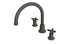 Emerson Two Handle Deck Mount Gooseneck Bath Trim with Classic Cross Handles in Blackened Nickel