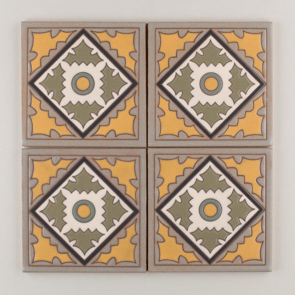 6x6 Handpainted Tile Old California #3 in Neutral Motif