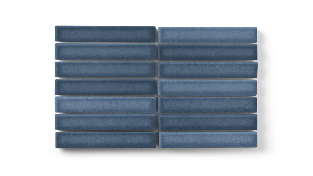 1x6 Straight Set Sheeted Original Ceramic Mosaic Tile in Slate Blue Gloss