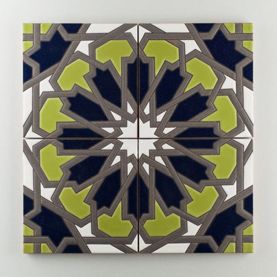 8x8 Handpainted Sample Persian Star  in Cool Motif