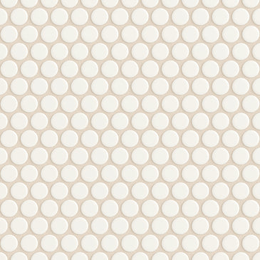 Penny Round Sheeted Original Ceramic Mosaic Tile in Calcite Matte