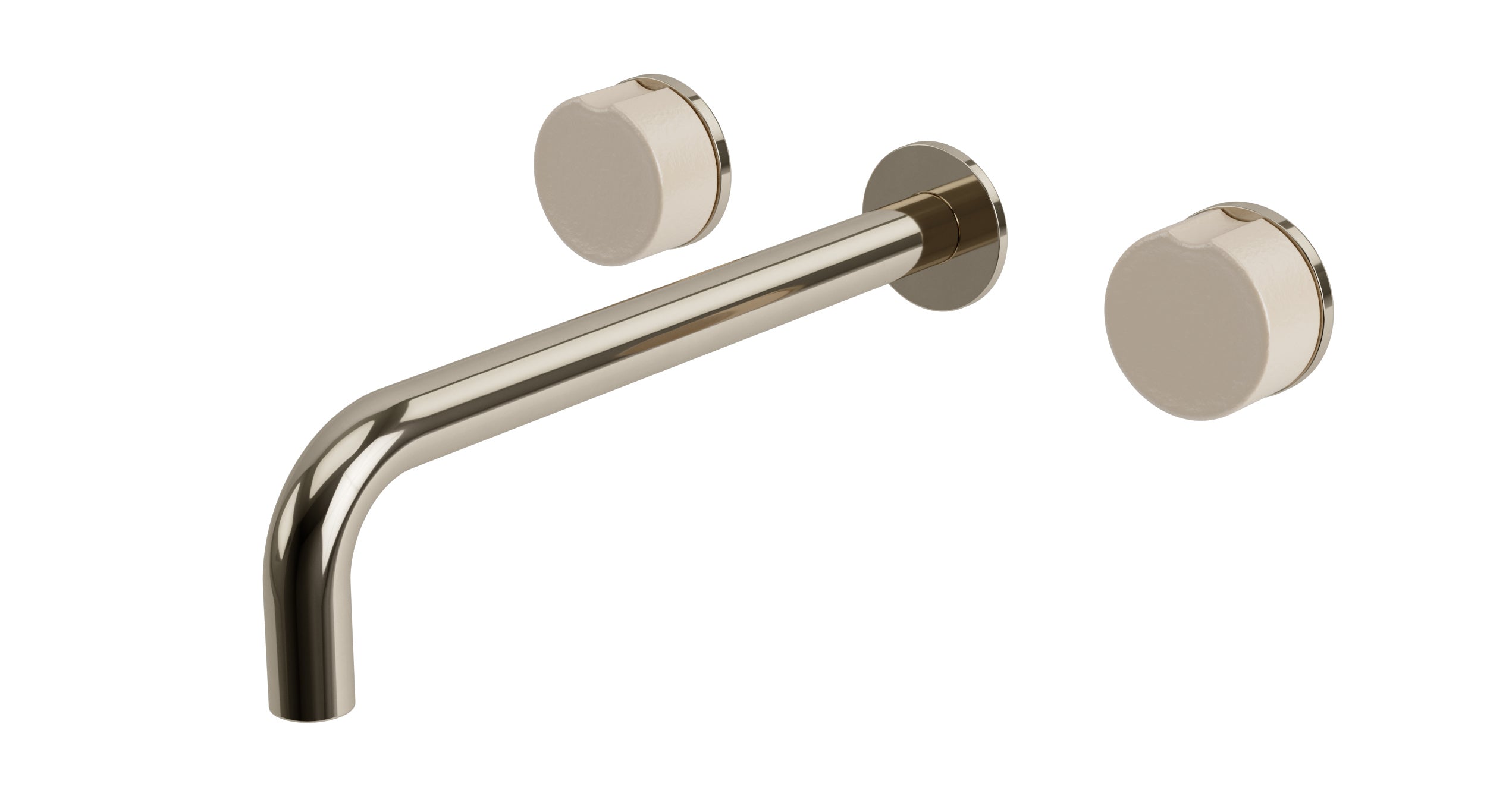 Foundry Two Handle Wall Mount 10" Lavatory Faucet with Groove Ceramic Knob Handles in Polished Nickel