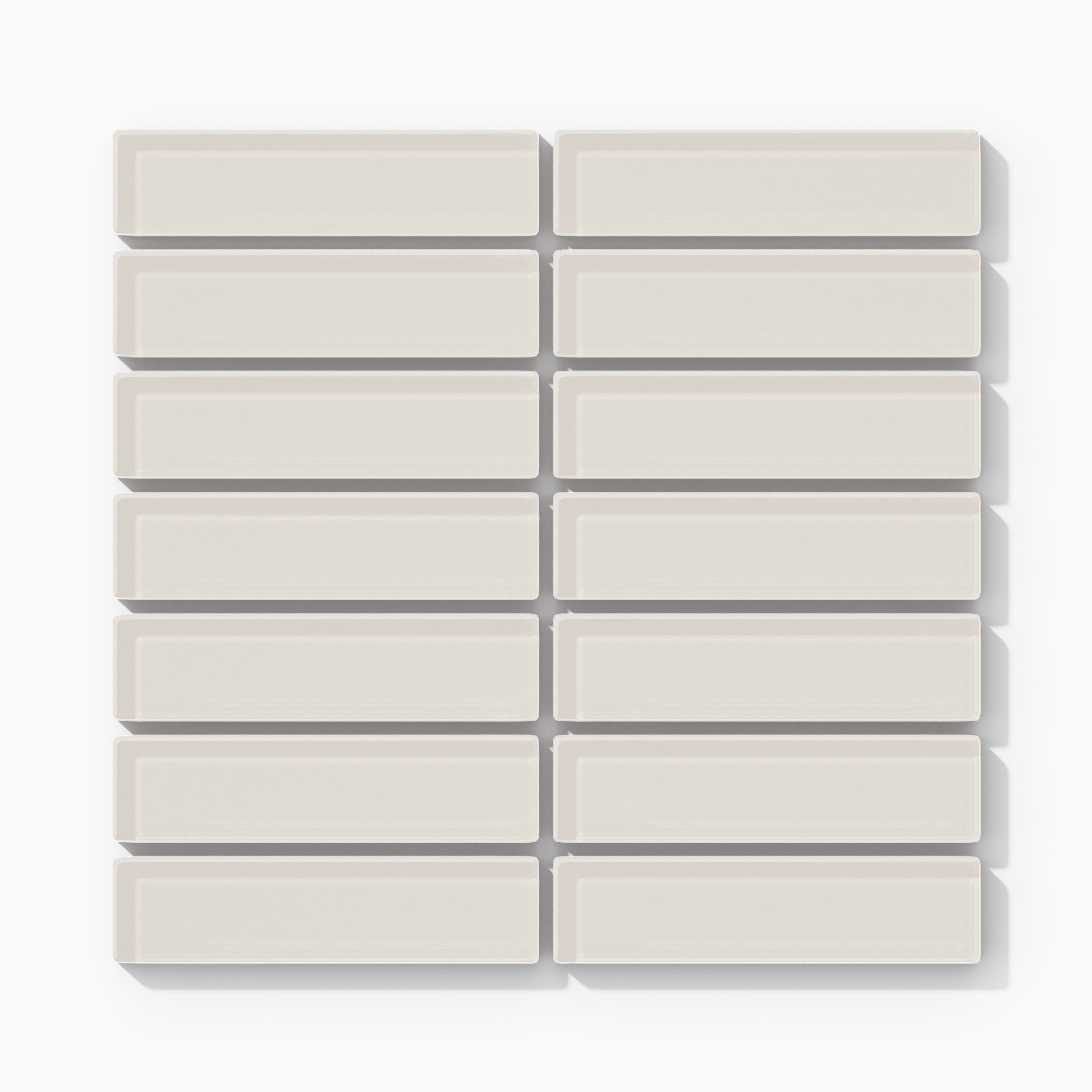 1x4 Straight Set Sheeted Glass Mosaic Tile in Dove Gloss