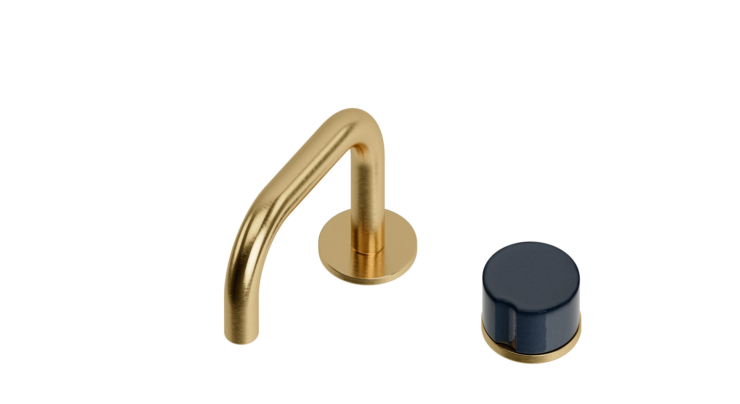 Foundry One Handle Deck Mount Squaretop Lavatory Faucet with Groove Ceramic Knob Handle in Satin Brass