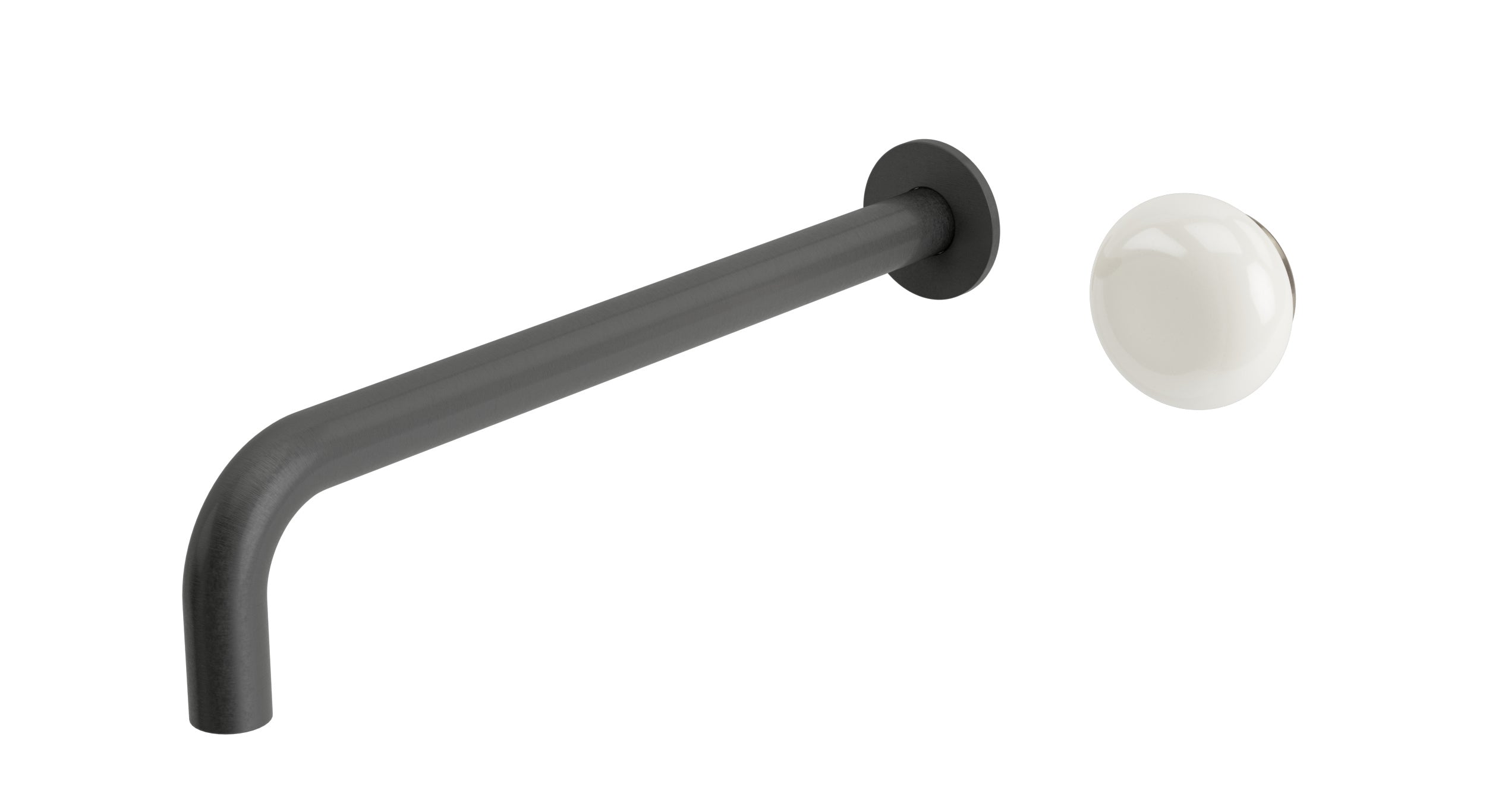 Foundry One Handle Wall Mount 12" Lavatory Faucet with Pebble Ceramic Knob Handle in Blackened Nickel