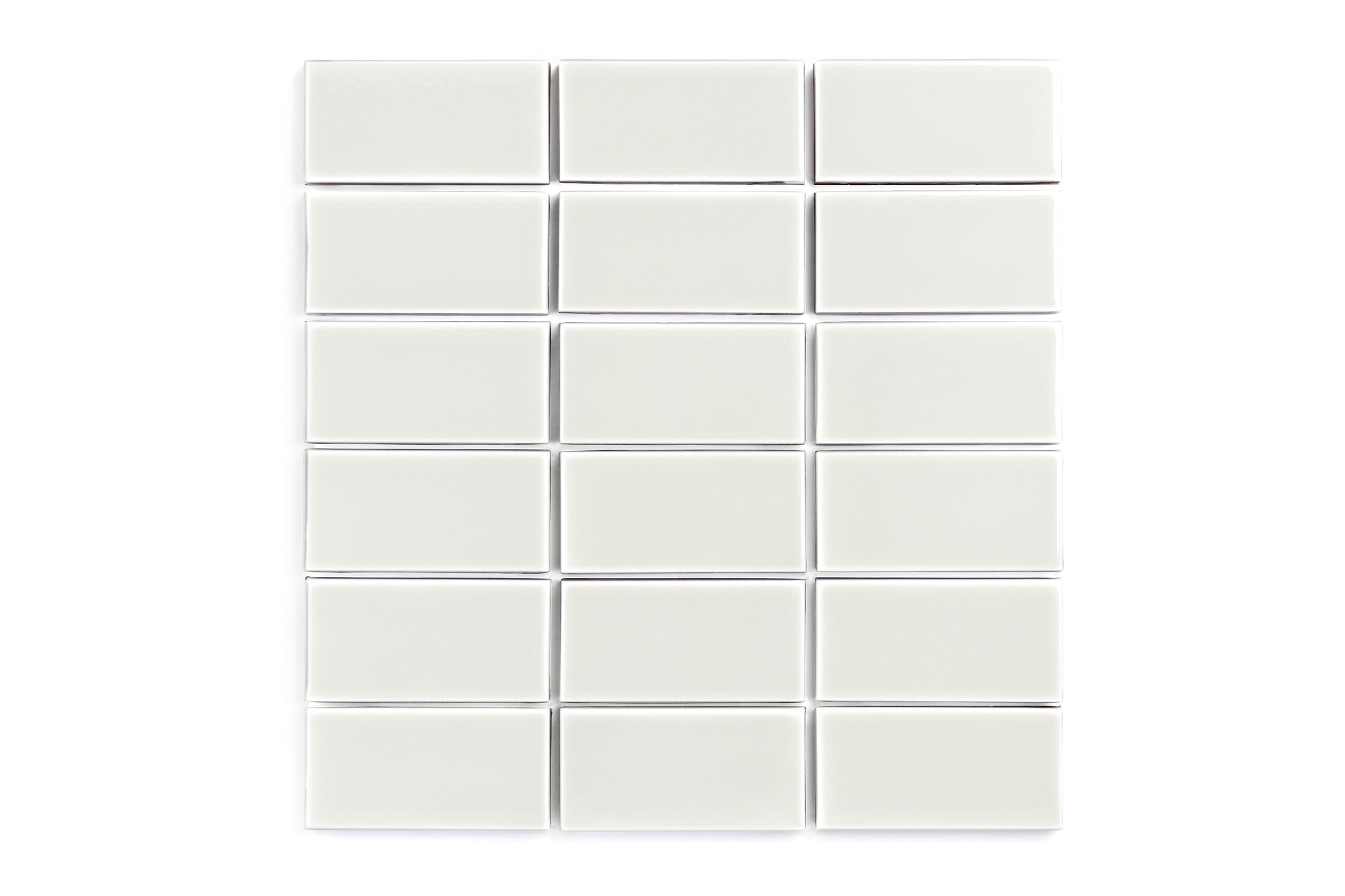 2x4 Straight Set Sheeted Original Ceramic Mosaic Tile in Limewash Gloss