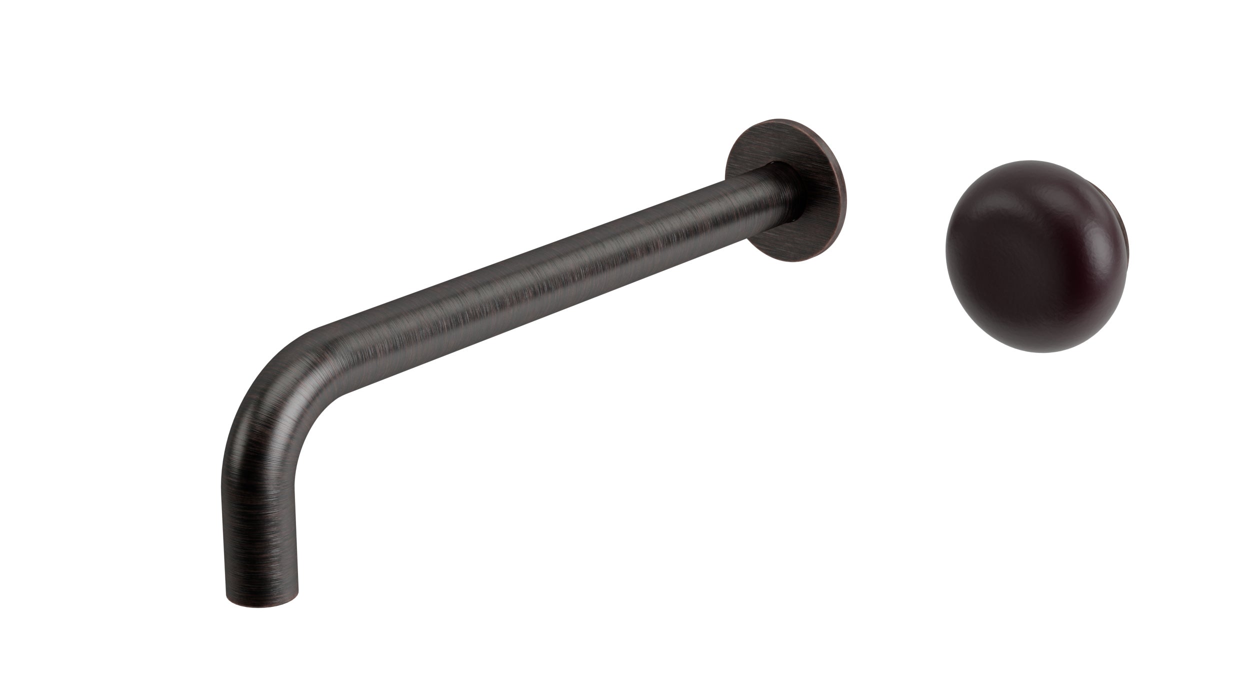 Foundry One Handle Wall Mount 10" Lavatory Faucet with Pebble Ceramic Knob Handle in Antique Bronze