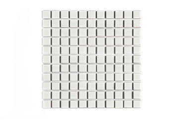 1x1 Straight Set Sheeted Original Ceramic Mosaic Tile in Limewash Gloss