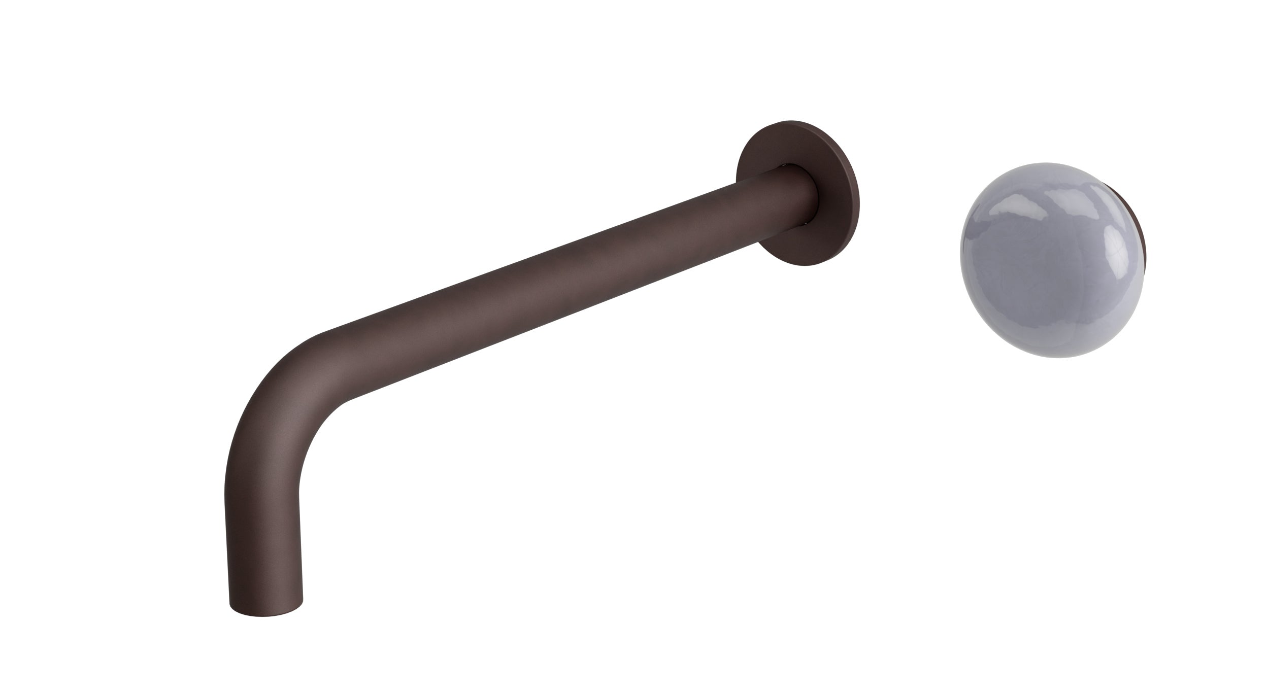 Foundry One Handle Wall Mount 10" Lavatory Faucet with Pebble Ceramic Knob Handle in Architectural Copper
