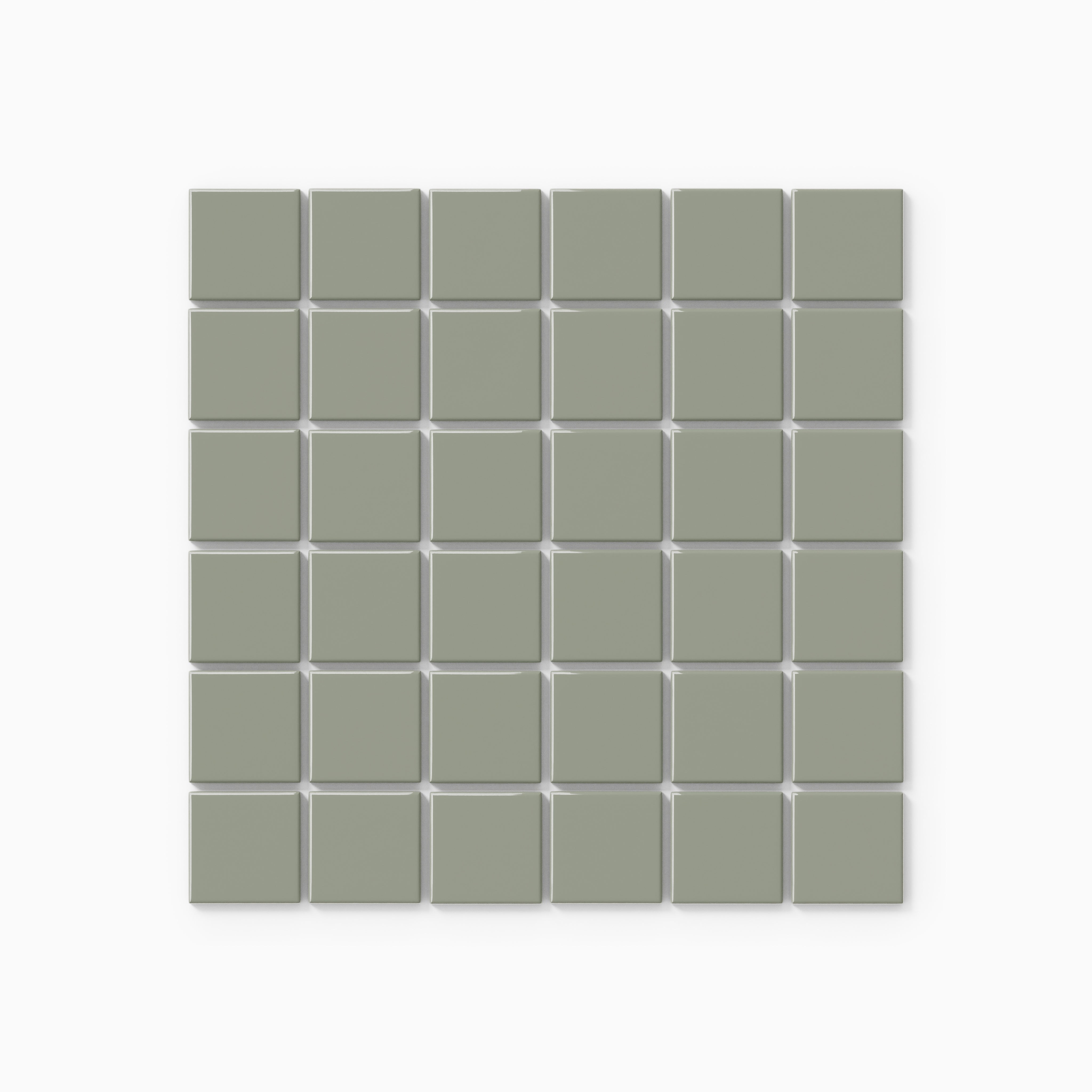 2x2 Straight Set Sheeted Natural Press Ceramic Mosaic Tile in Terre Verte Gloss