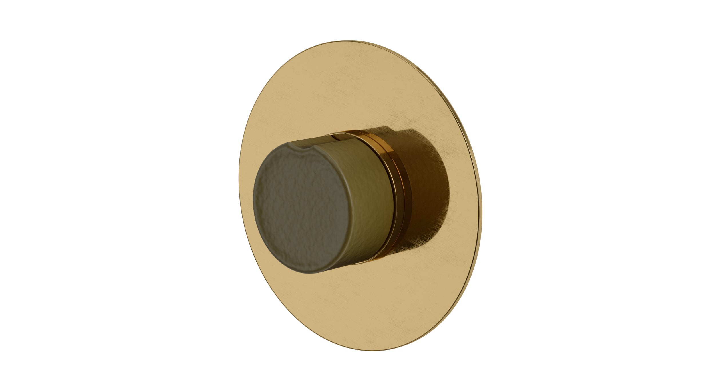 Foundry One Handle Wall Mount Shower Trim with Groove Ceramic Knob Handle in Uncoated Polished Brass