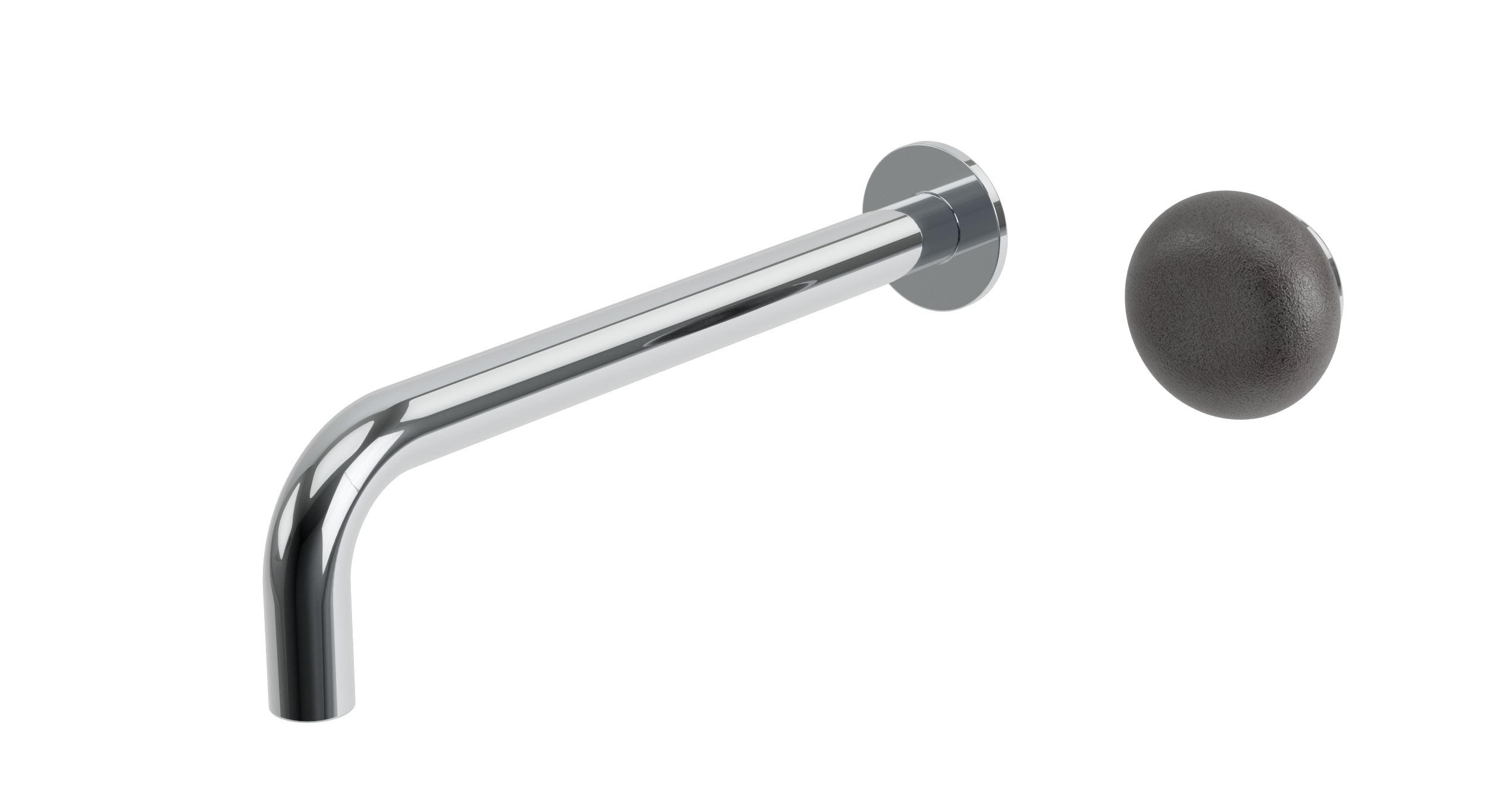 Foundry One Handle Wall Mount 10" Lavatory Faucet with Pebble Ceramic Knob Handle in Polished Chrome