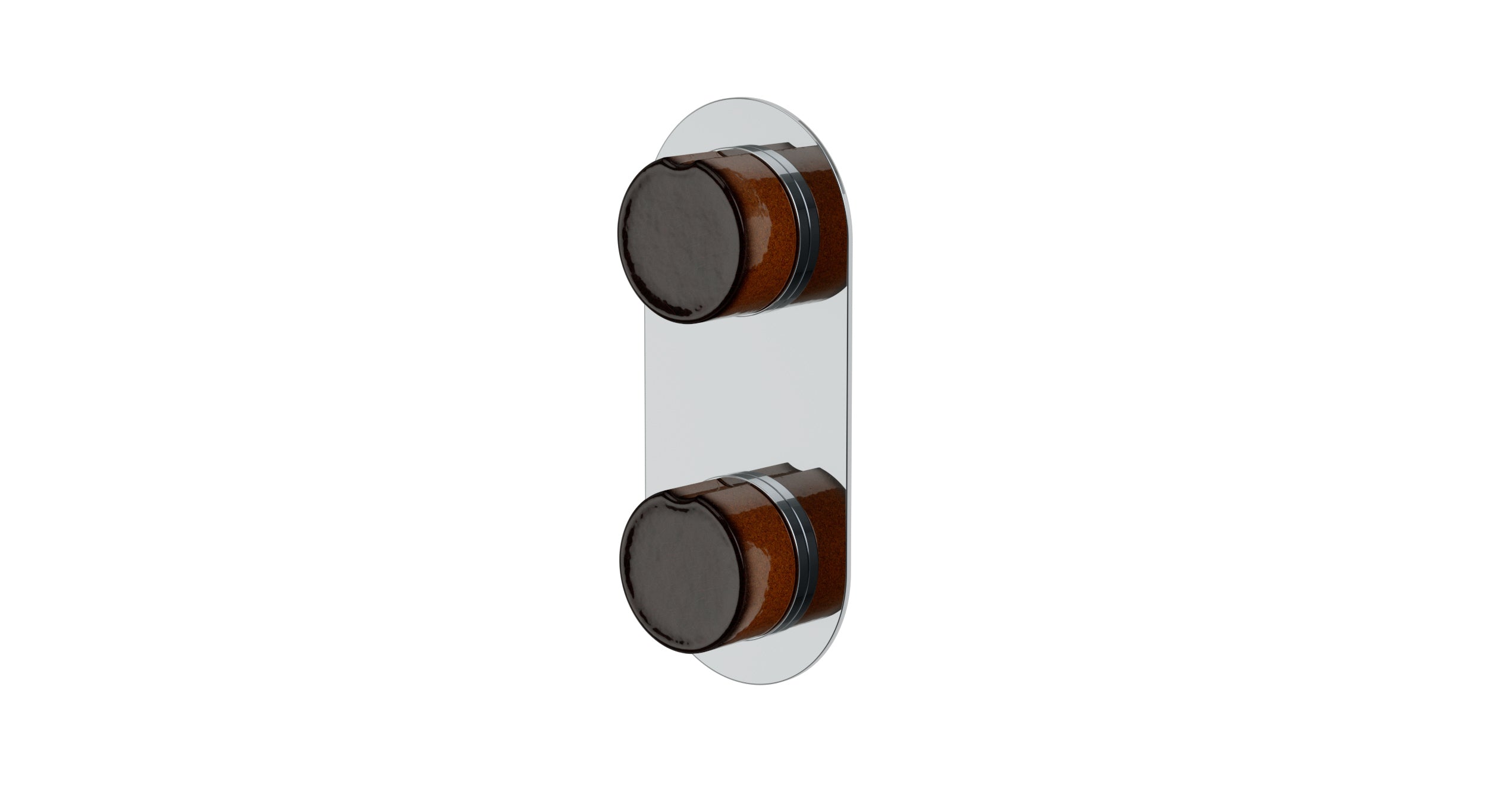 Foundry Two Handle Wall Mount Shower Trim with Groove Ceramic Knob Handles in Polished Chrome