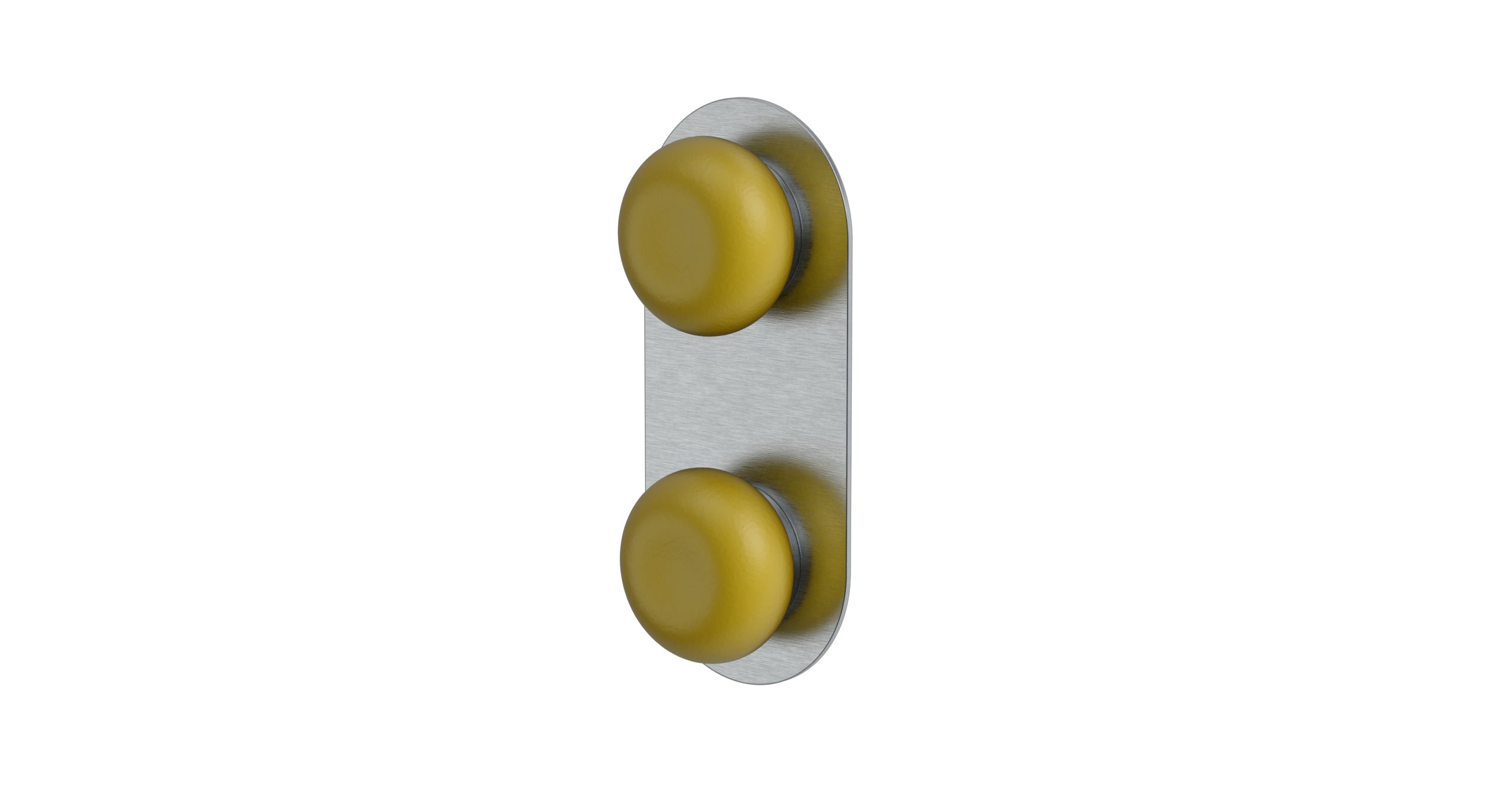 Foundry Two Handle Wall Mount Shower Trim with Pebble Ceramic Knob Handles in Satin Chrome