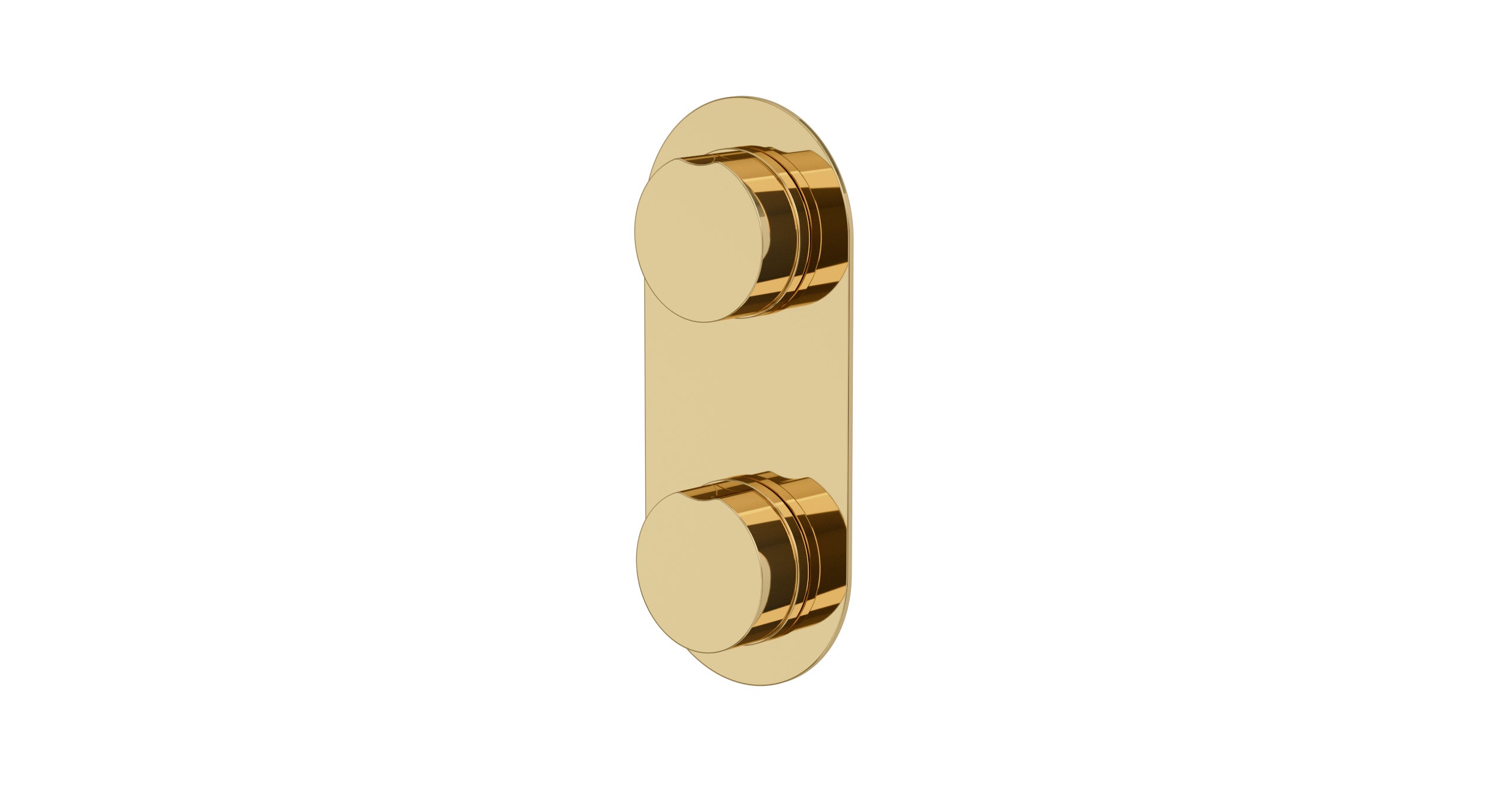 Foundry Two Handle Wall Mount Shower Trim with Barrel Knob Handles in Polished Brass