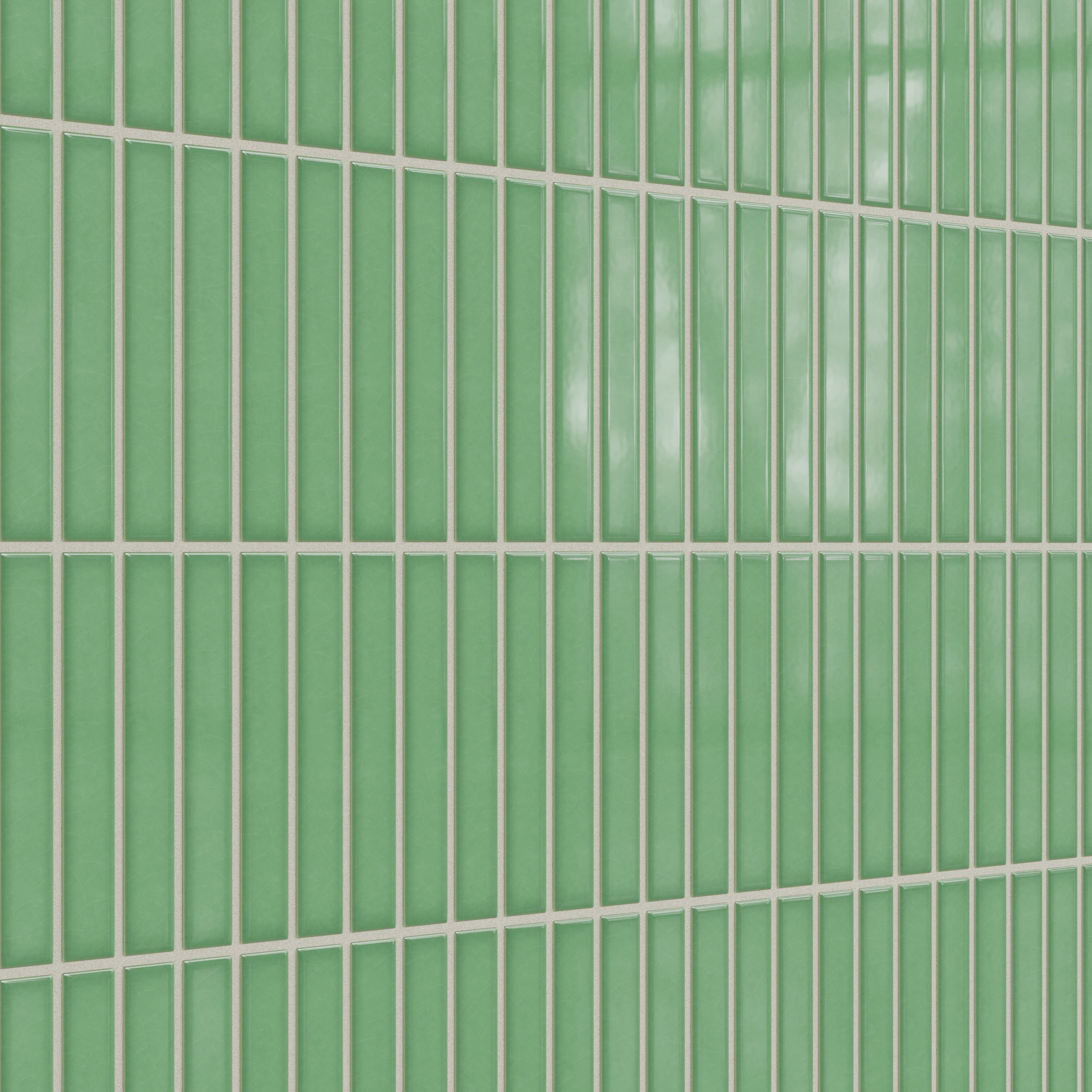1x6 Straight Set Sheeted Original Ceramic Mosaic Tile in Sea Green Gloss